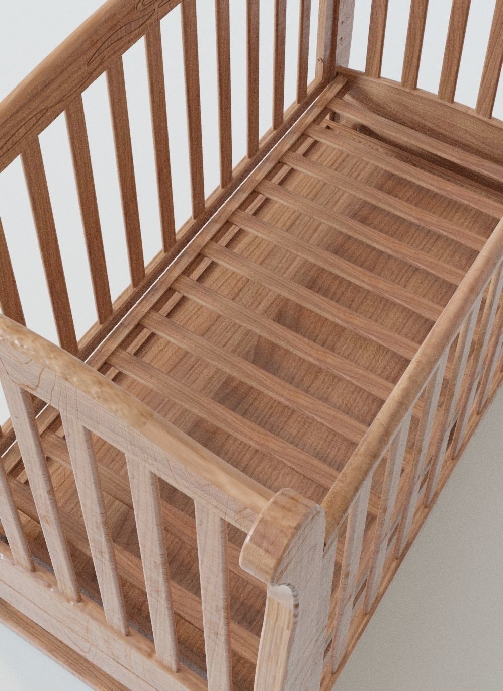 Baby cot 3D model_4