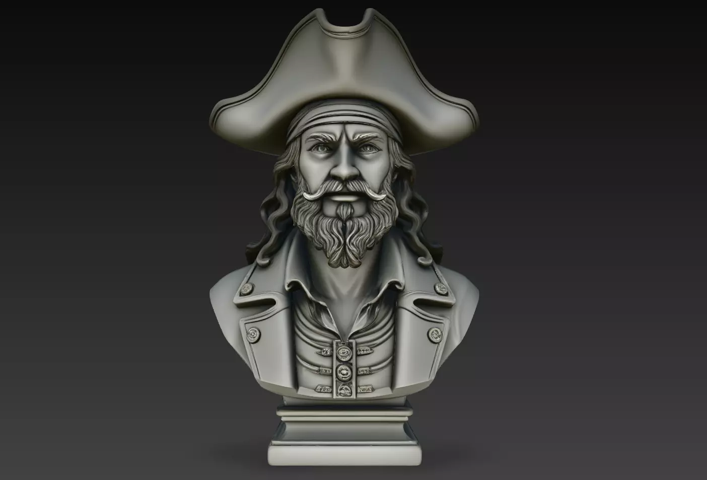 Weathered Pirate Raider Bust Statue STL Print Model 3D print model