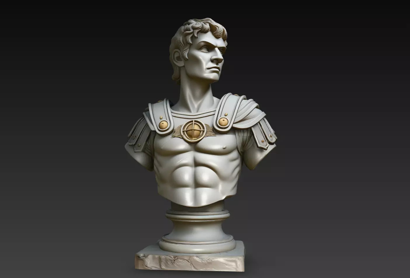 Ancient Roman Commander Armored Warrior Bust Statue STL Model 3D print model