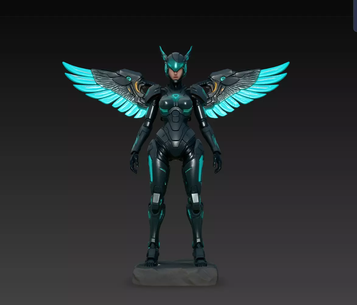 Aetherwing Valkyrie Android STL Sci Fi Robot Statue 3D print model