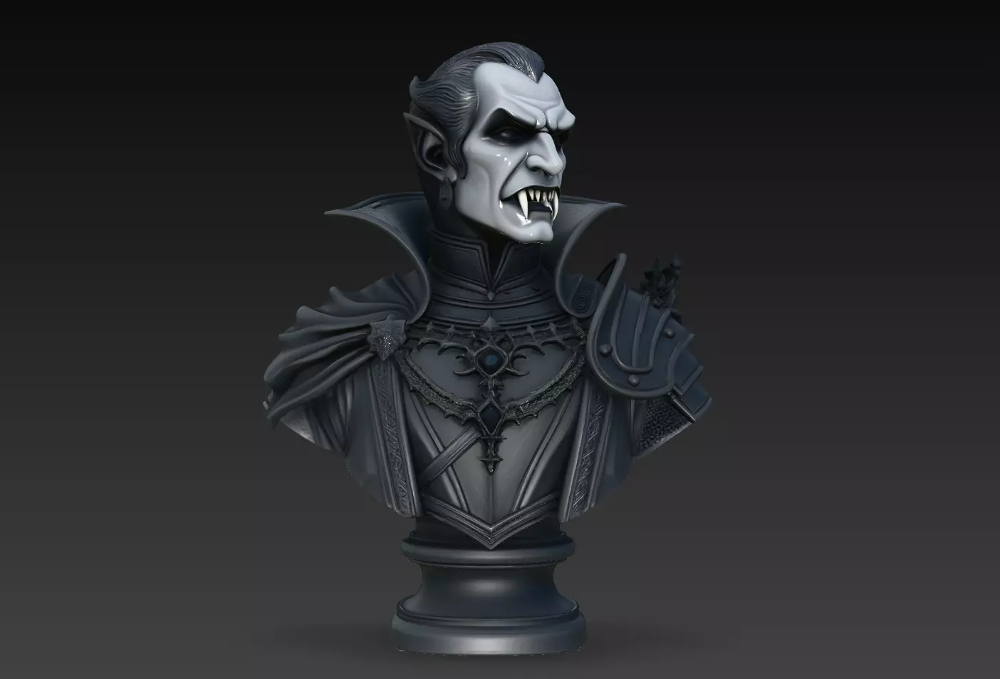 Side View Vampire Lord Gothic Bust STL Print Model 3D print model