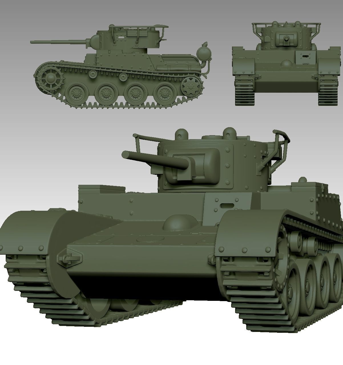 T46 WWII tank- Flames of War - Platoon - Wargames 1-100 3D print model_3