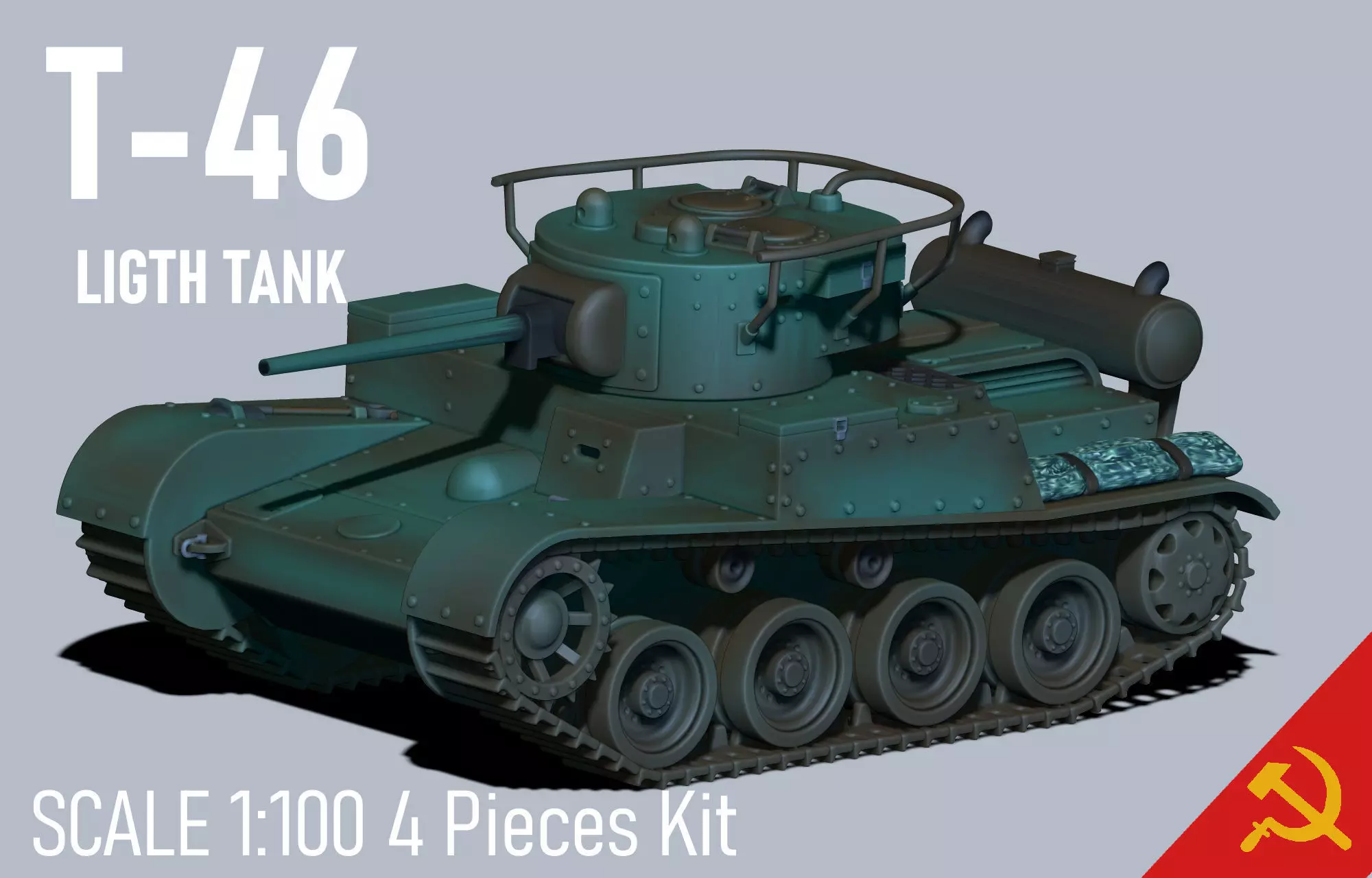 T46 WWII tank- Flames of War - Platoon - Wargames 1-100 3D print model_0