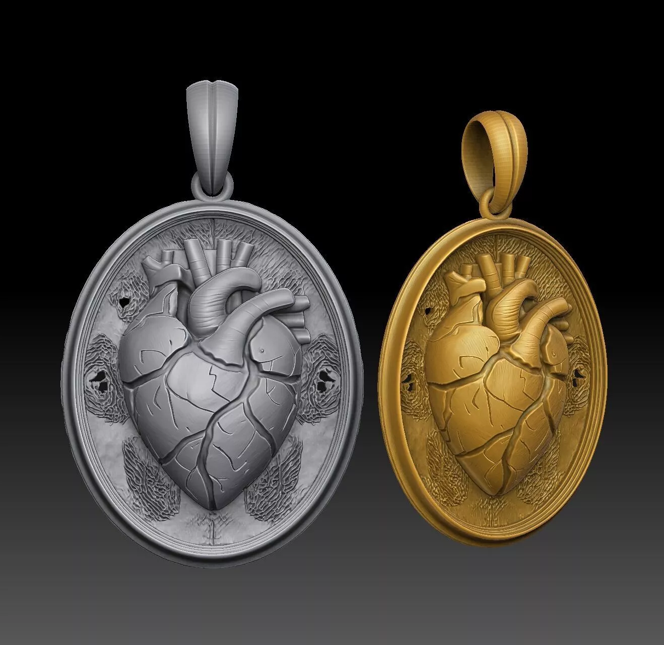 Gothic Heart - one inch pendant Free 3D print model