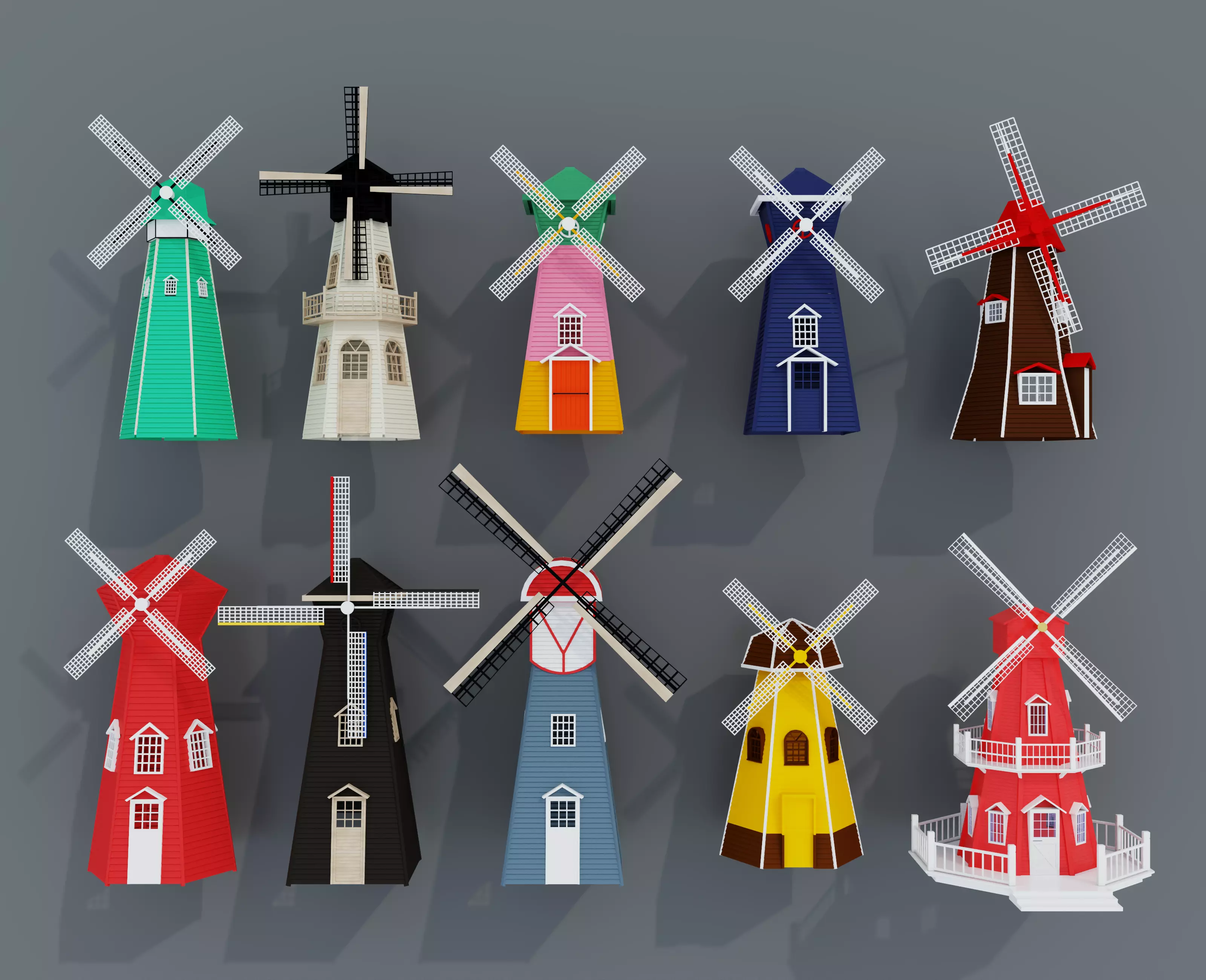 Low Poly Windmill Collection03 3D model