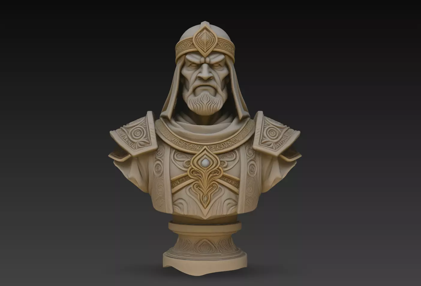 Hooded Desert Warlord Armor Bust Statue STL Print Model 3D print model