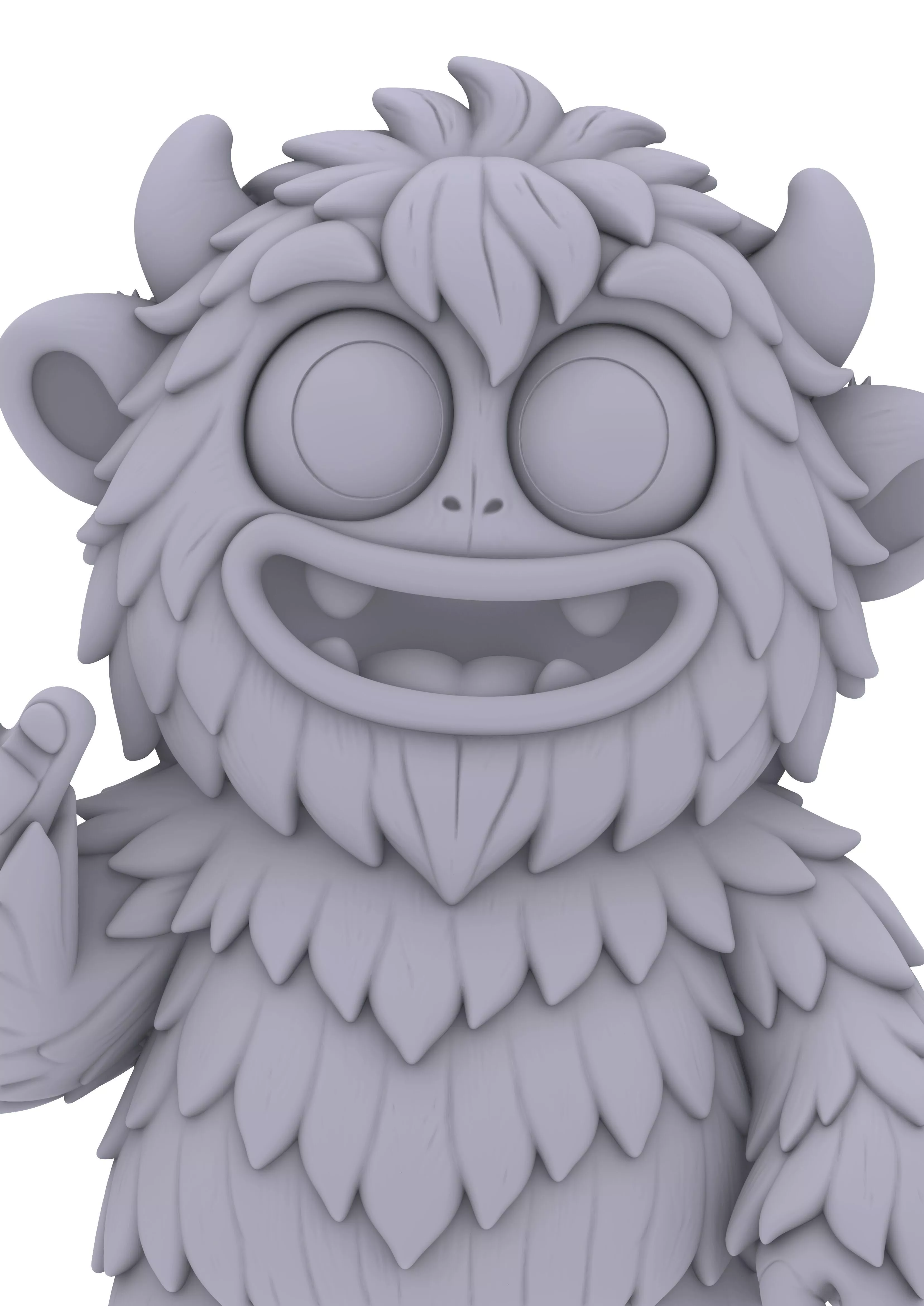Friendly Leaf Fur Monster 3D print model