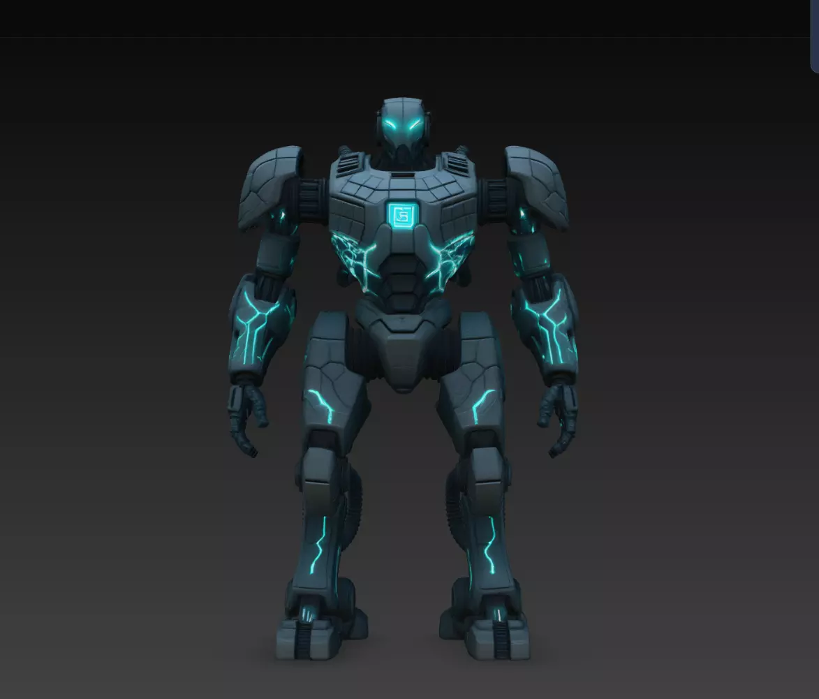 Neon Core Enforcer Robot STL Sci Fi Combat Model 3D print model
