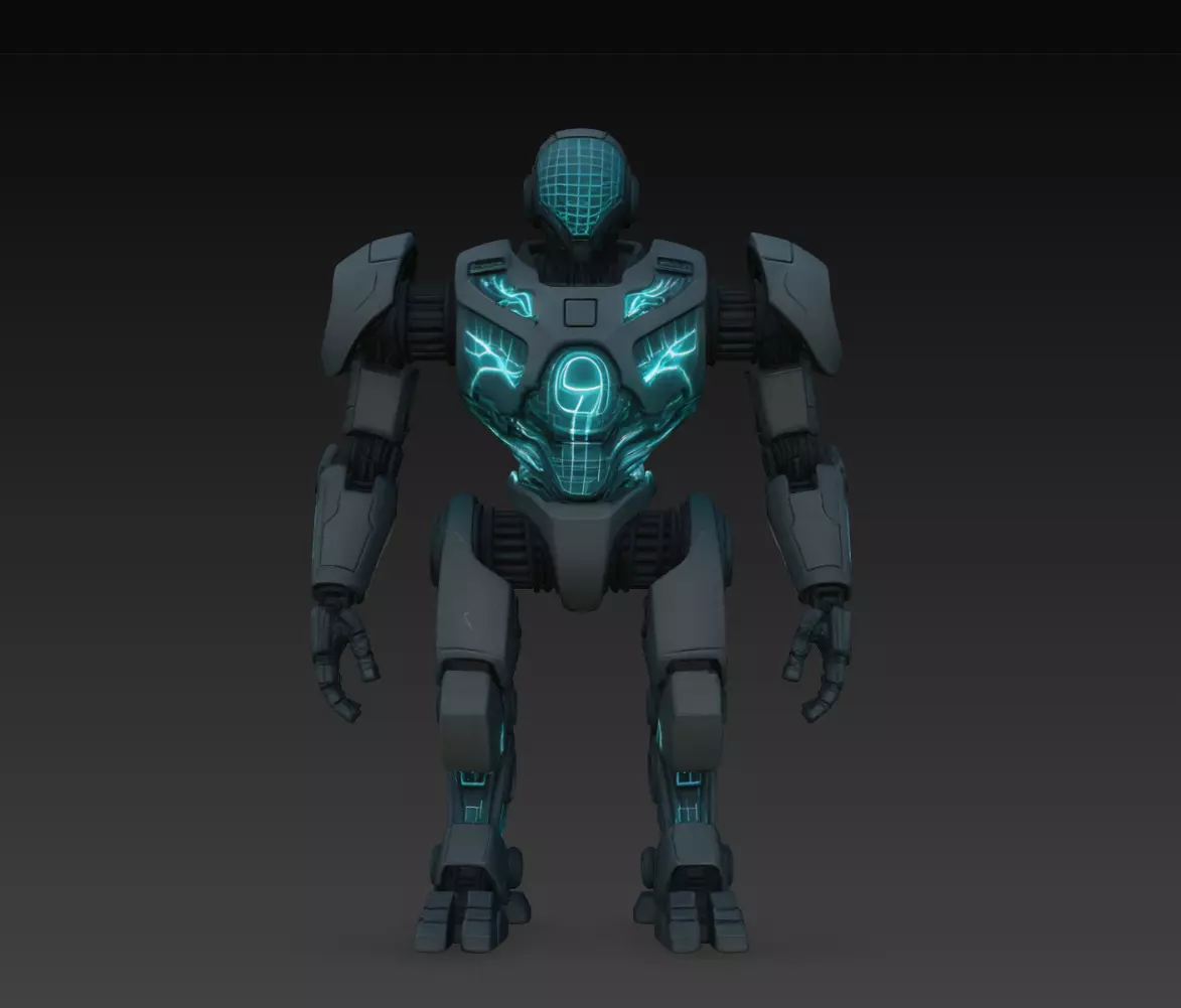 Neon Grid Sentinel Robot STL Sci Fi Combat Model 3D print model