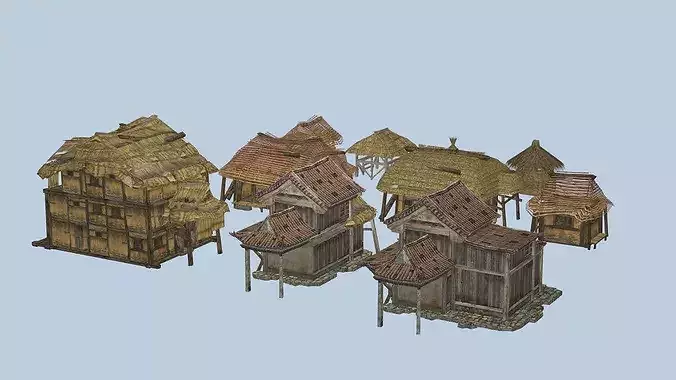 Medieval Village House Collection Low Poly 3D Model Low-poly 3D model 6
