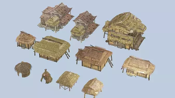Medieval Village House Collection Low Poly 3D Model Low-poly 3D model 2