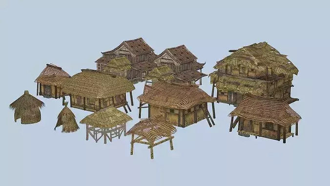 Medieval Village House Collection Low Poly 3D Model Low-poly 3D model 4