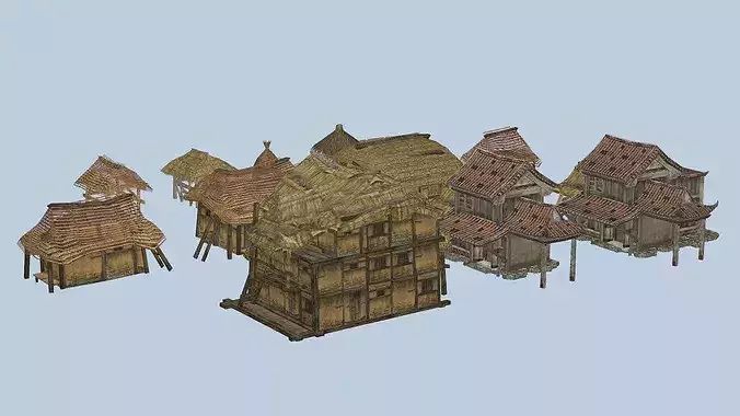 Medieval Village House Collection Low Poly 3D Model Low-poly 3D model 7