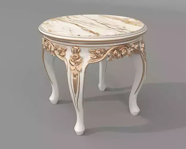 Luxury Classical Armchair and Side Table Set 6 3D model 7
