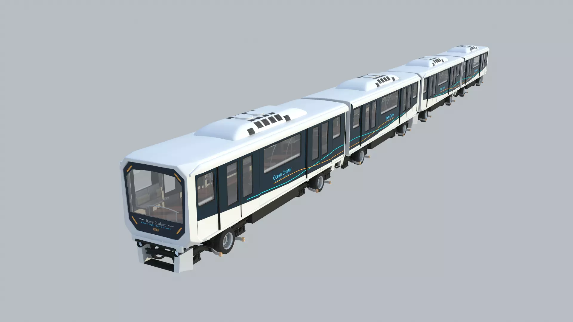 Macau Light Rail Ocean Cruiser train 3D model