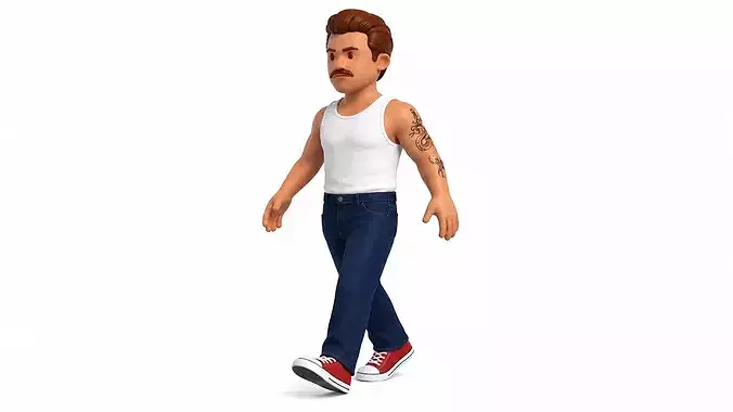 Stylized cartoon Gangster Character -  Man Rigged and Animated