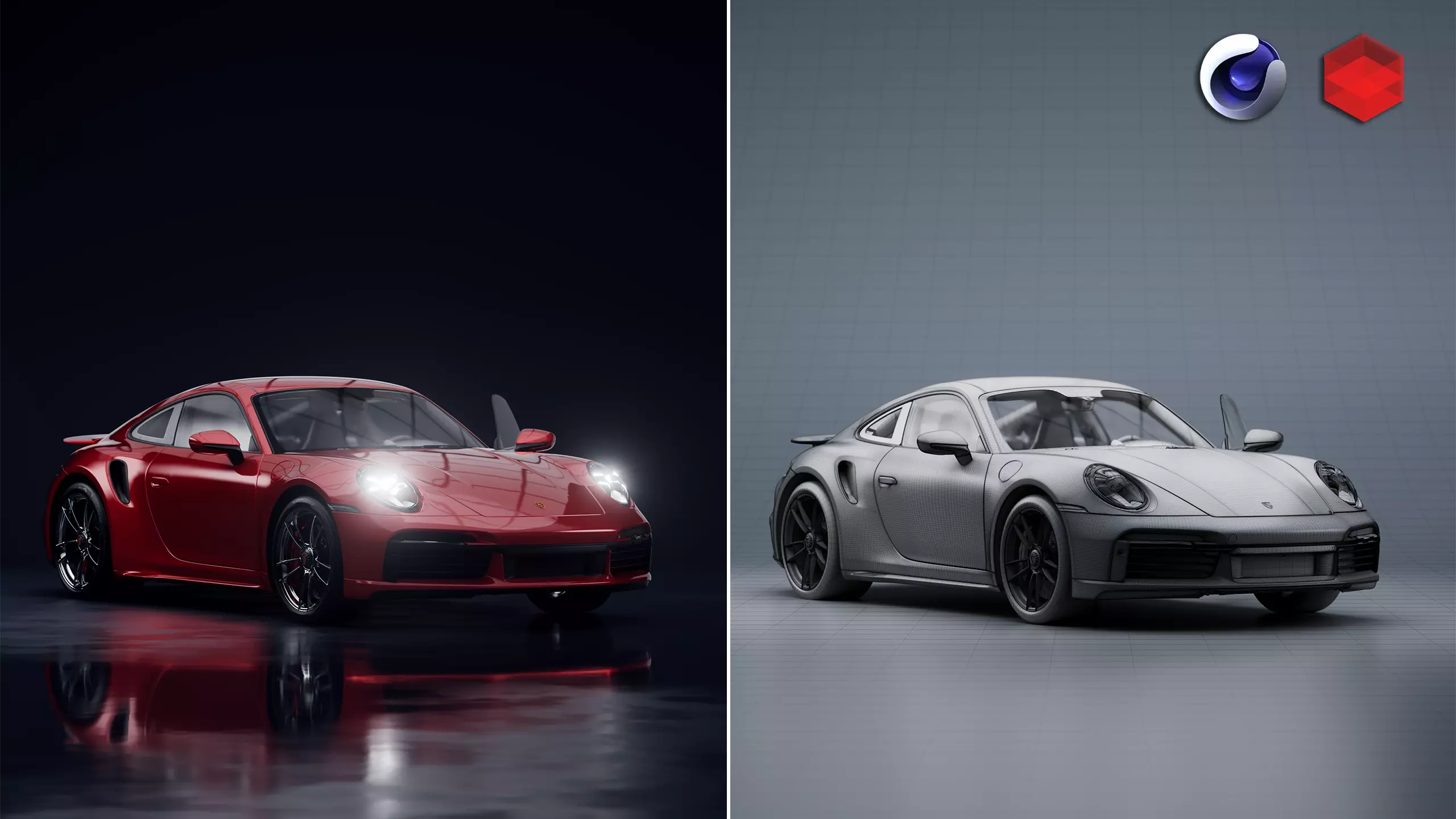 Automotive Front Studio Lighting Setup C4D and Redshift 3D model