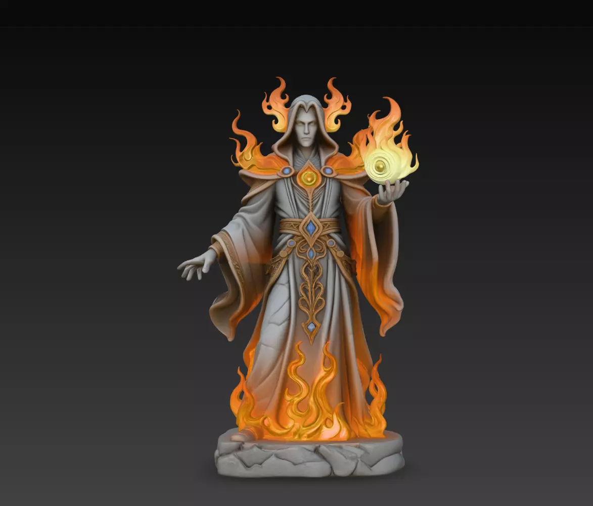 Inferno Mantle Flame Sorcerer Statue STL Print Model 3D print model