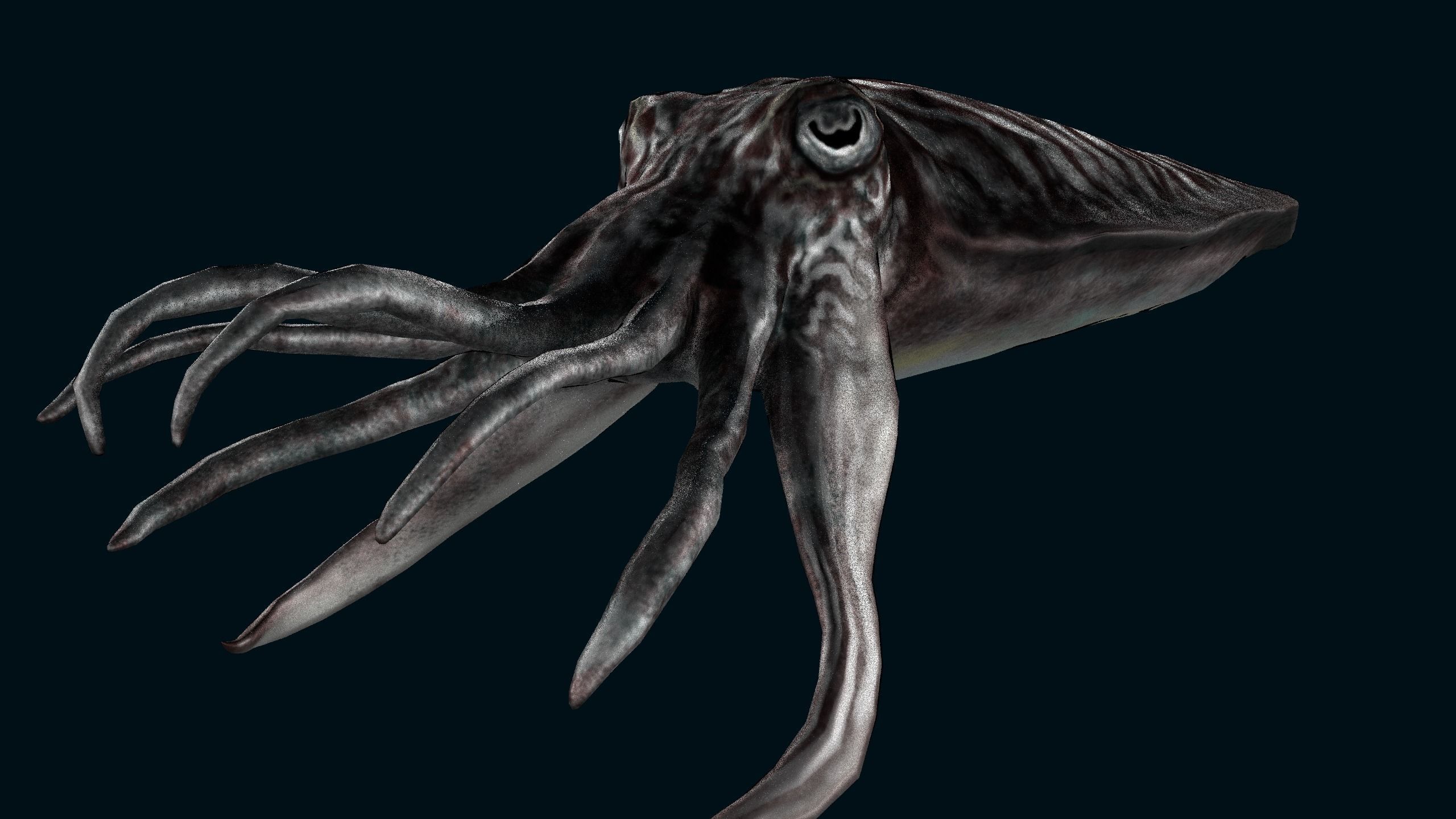 Cuttlefish squid with glowing tentacles Low-poly 3D model