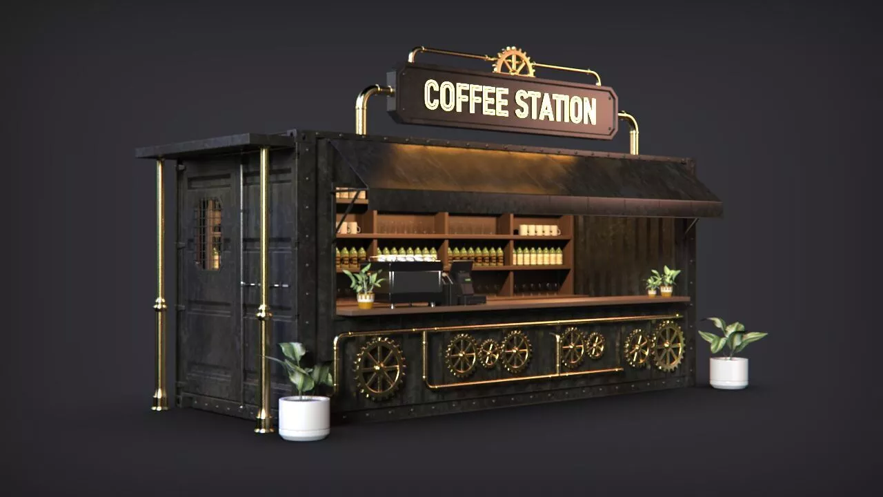 Steampunk Style Kiosk Container 3D model