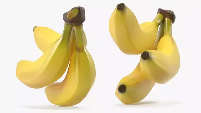 Cluster of Ripe Yellow Bananas 3D model 3