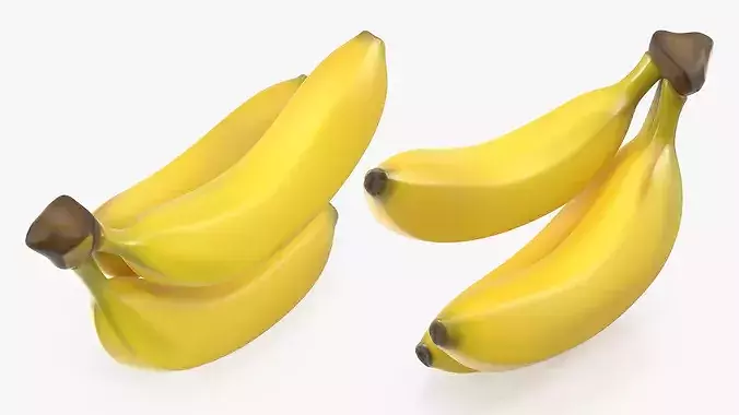 Cluster of Ripe Yellow Bananas 3D model 4