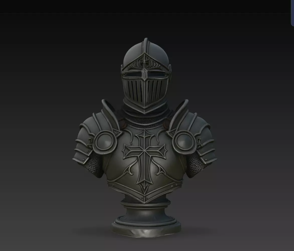 Black Crusader Knight Armor Bust STL Print Model 3D print model