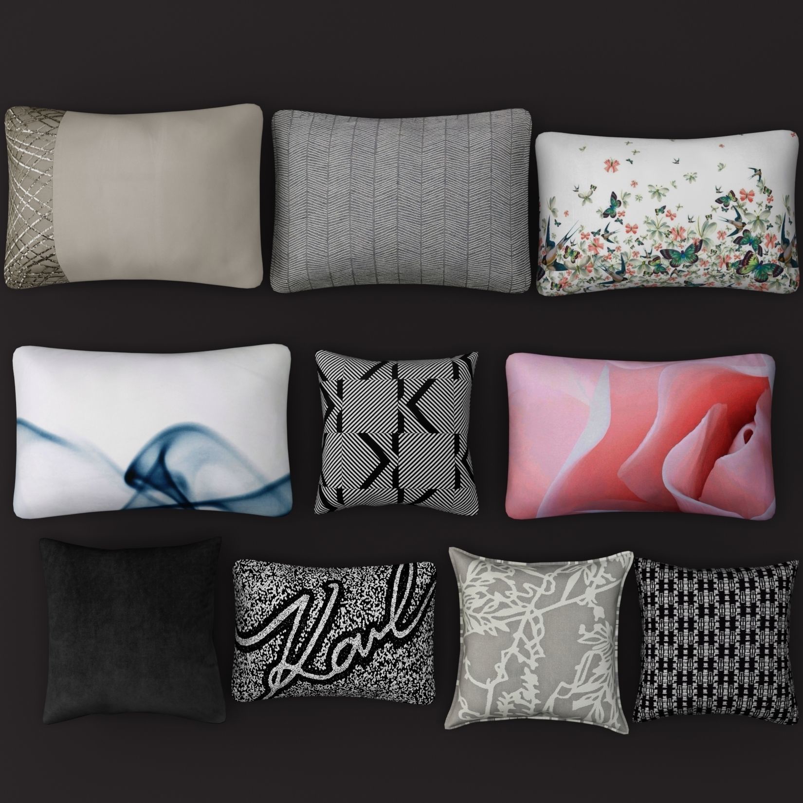 Decorative pillows 3D model_1