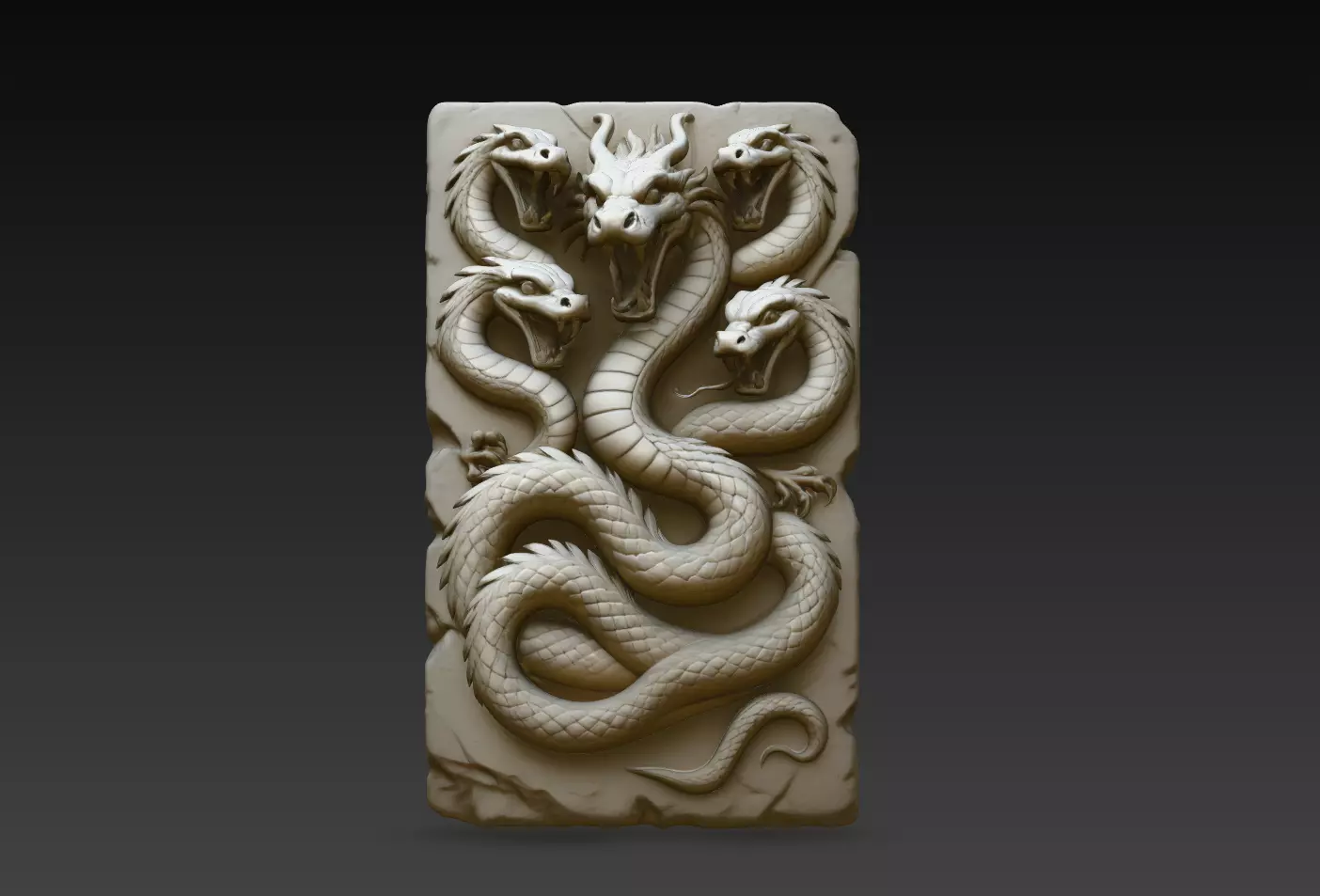 Hydra Serpent Temple Tablet STL Fantasy Wall Relief 3D print model
