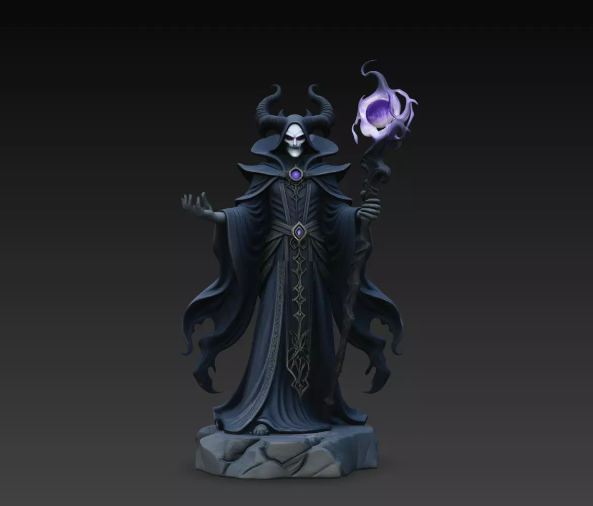 Void Orb Horned Necromancer Warlock Statue STL Print Model 3D print model