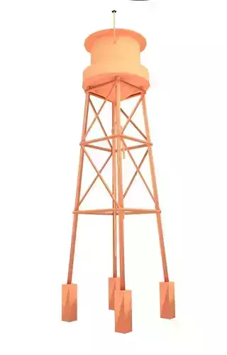 Water Tower LOW POLY Low-poly 3D model