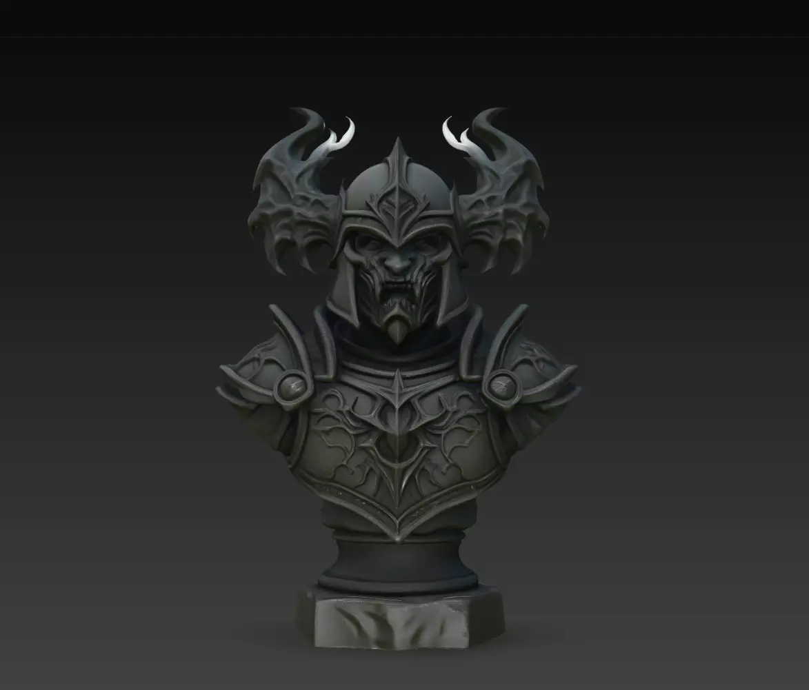 Abyssal Horned Demon Warlord Bust STL Print Model 3D print model