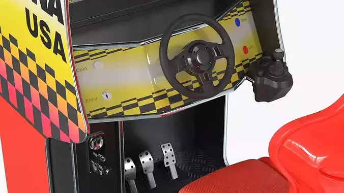 Daytona USA Racing Arcade Cabinet Red 3D model 7