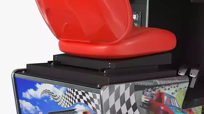 Daytona USA Racing Arcade Cabinet Red 3D model 6