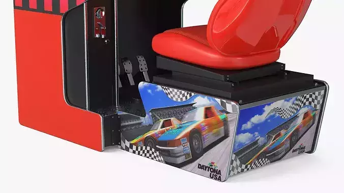 Daytona USA Racing Arcade Cabinet Red 3D model 5