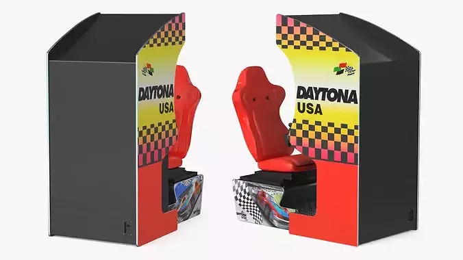 Daytona USA Racing Arcade Cabinet Red 3D model 3