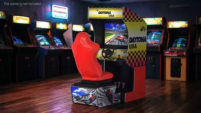 Daytona USA Racing Arcade Cabinet Red 3D model 2