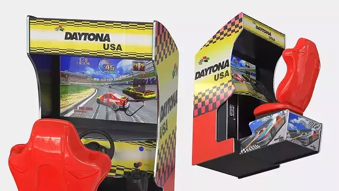 Daytona USA Racing Arcade Cabinet Red 3D model 4
