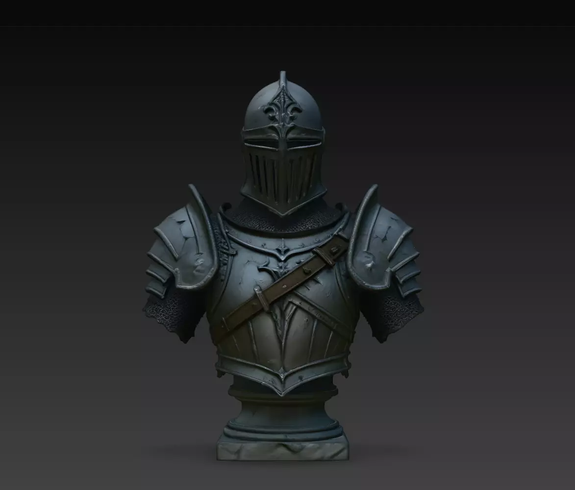 Ironvale Visor Knight Armor Bust STL Print Model 3D print model