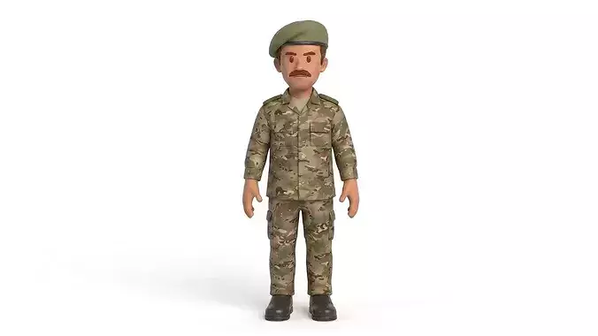 Stylized Cartoon Army Soldier Male Character Rigged