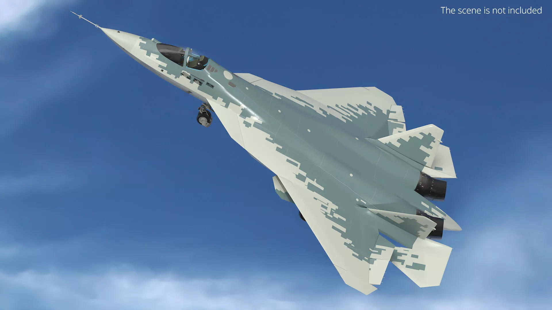 Su57 Twin Engine Stealth Aircraft Grey Camo Rigged for Maya 3D model