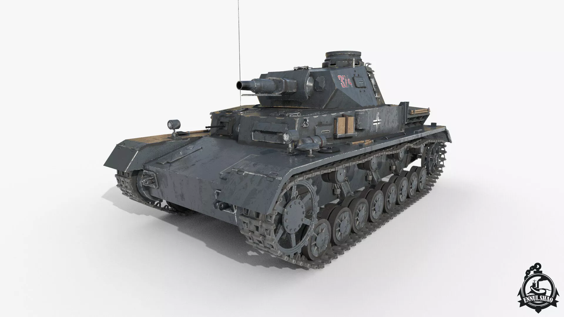 Panzer IV D medium tank gameready Low-poly 3D model