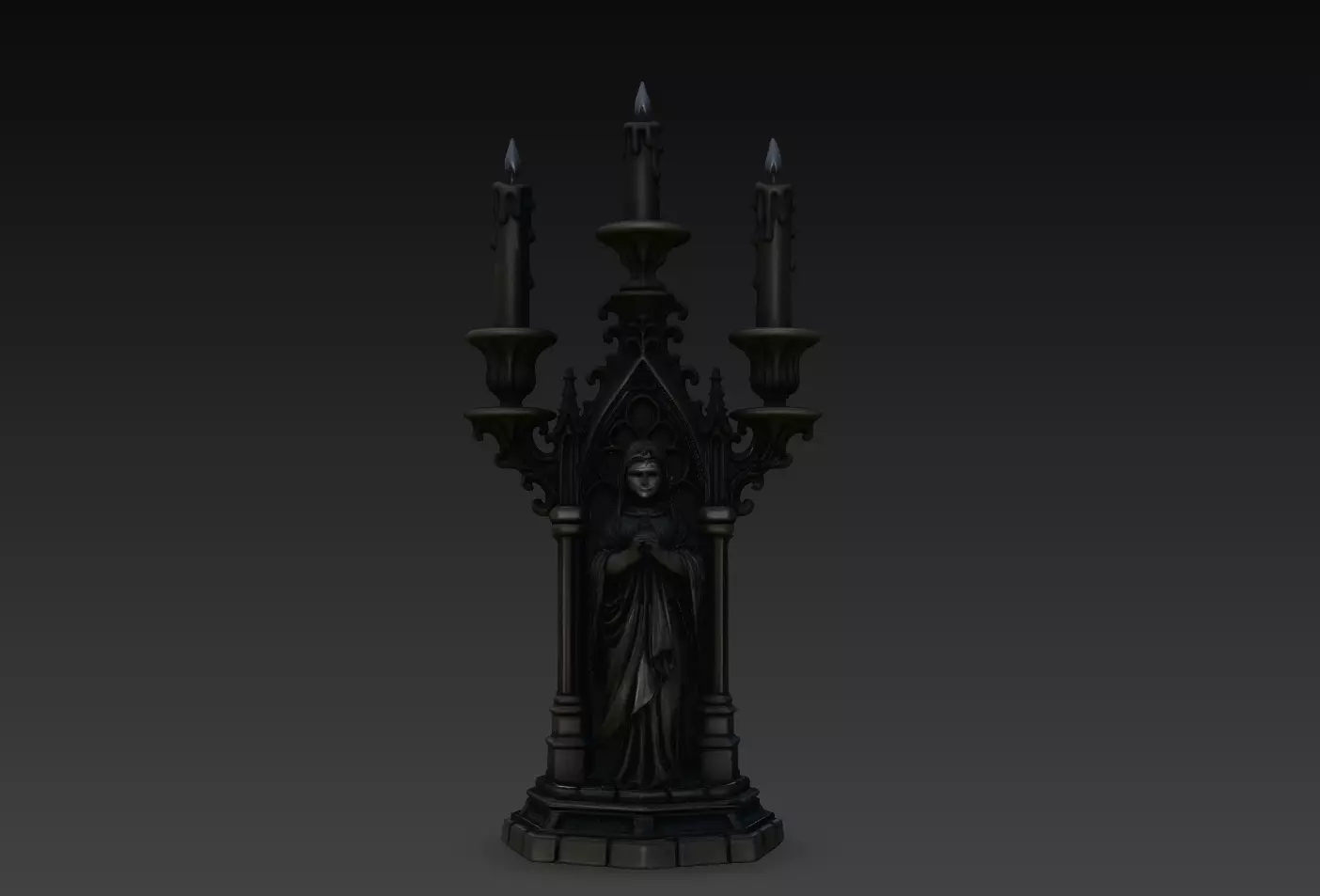 Gothic Nun Candelabra Shrine STL 3D print model