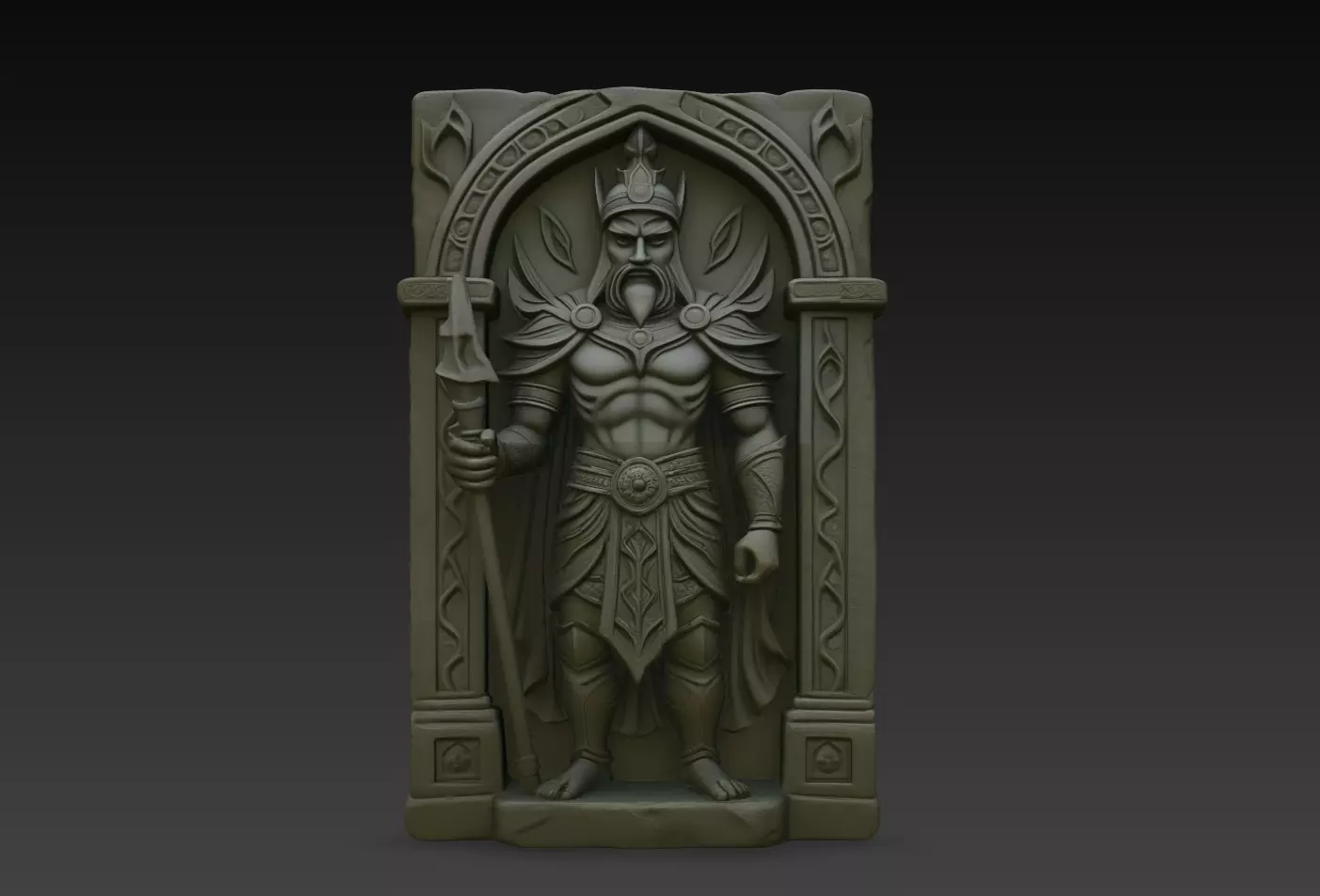 Gothic Spear Guardian Relief STL 3D print model