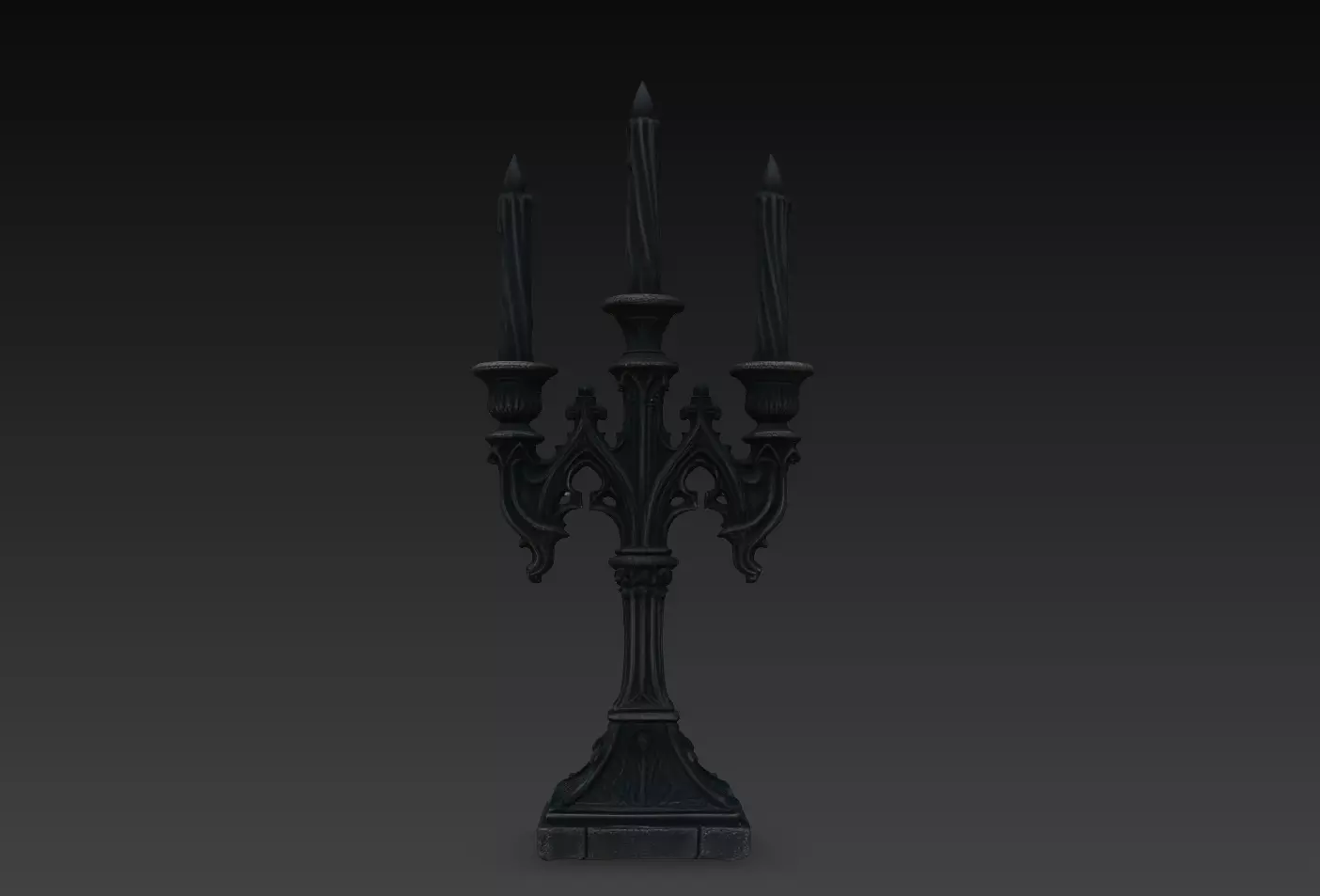 Gothic Triple Candle Holder STL 3D print model