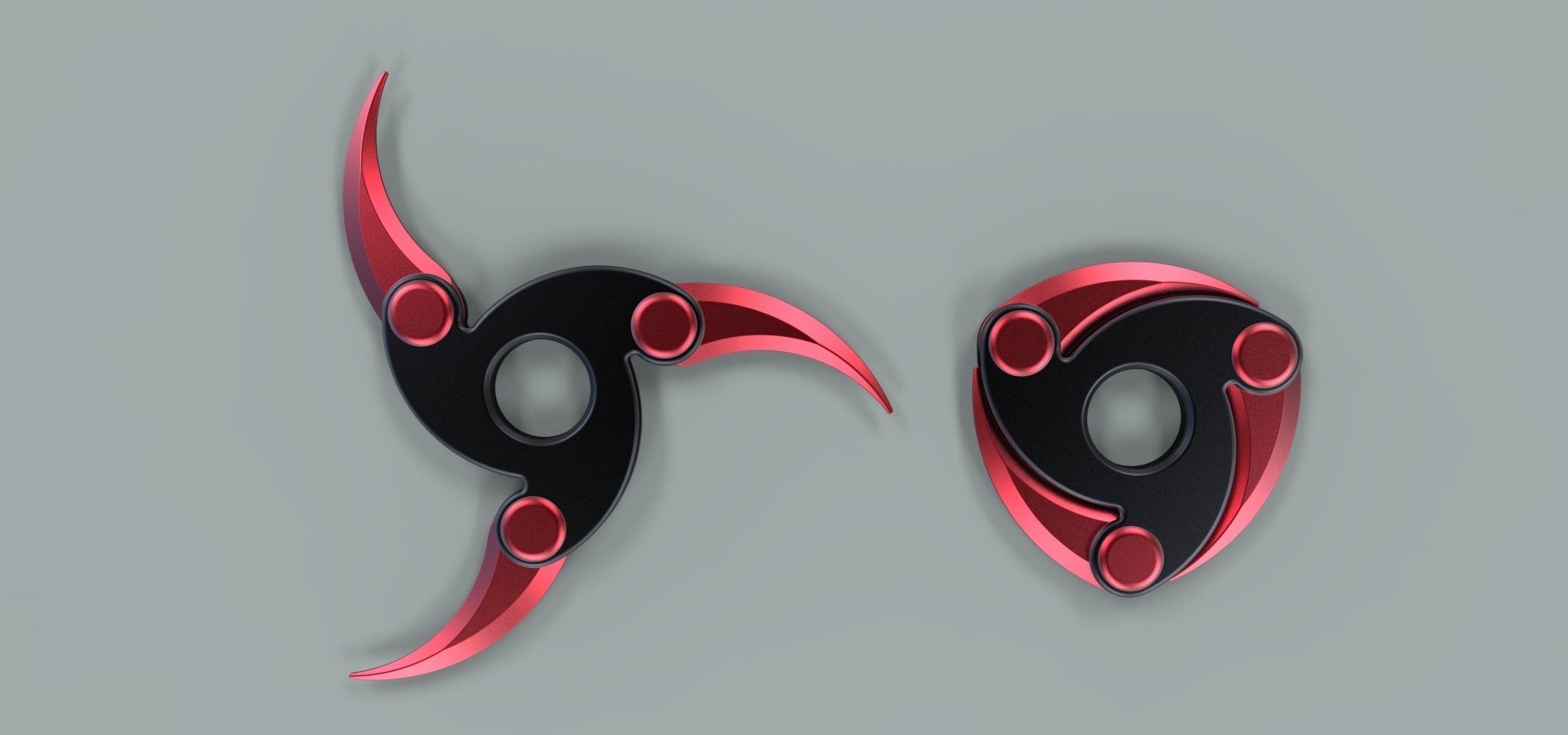Shuriken 3 pair of metal blades 3D model_4