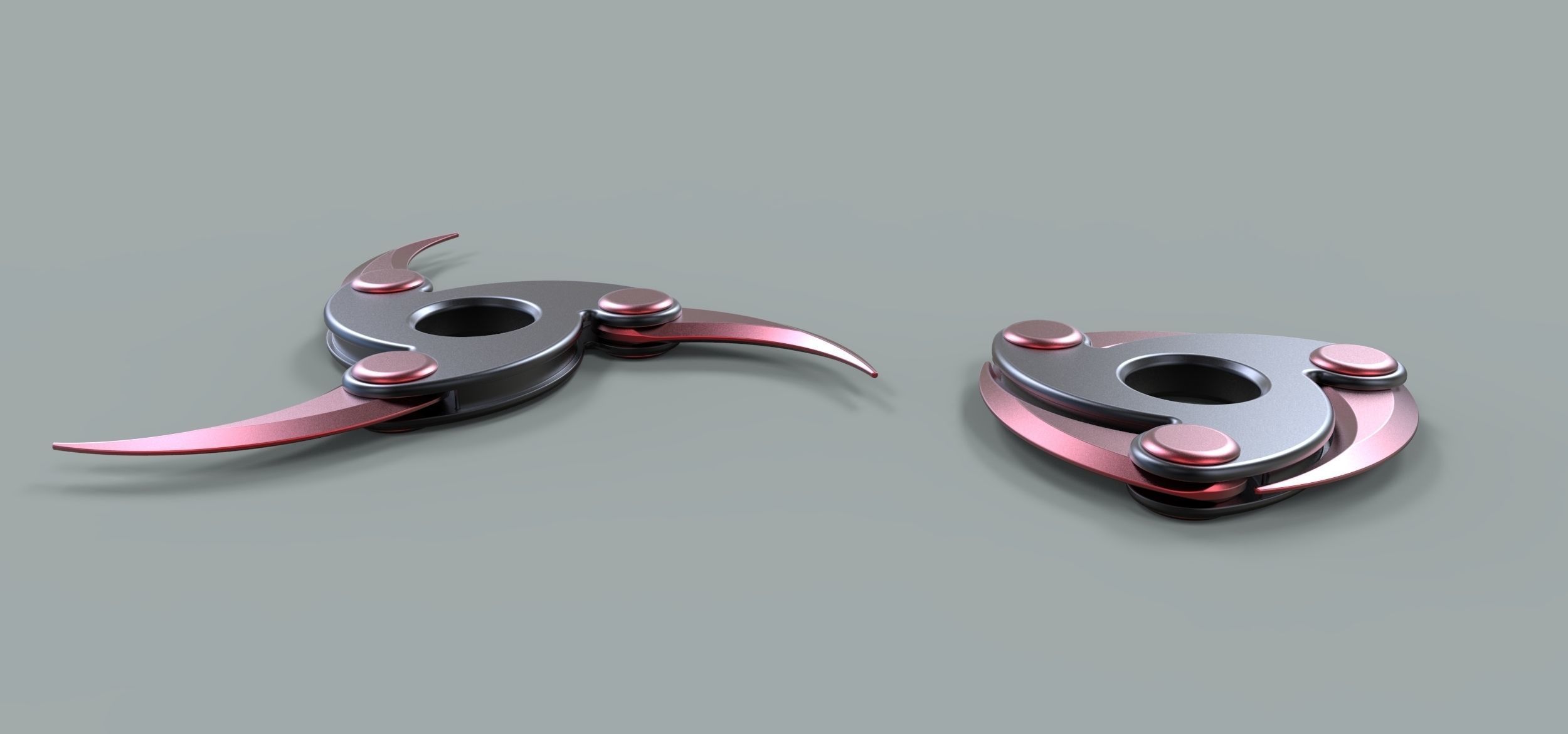 Shuriken 3 pair of metal blades 3D model_1
