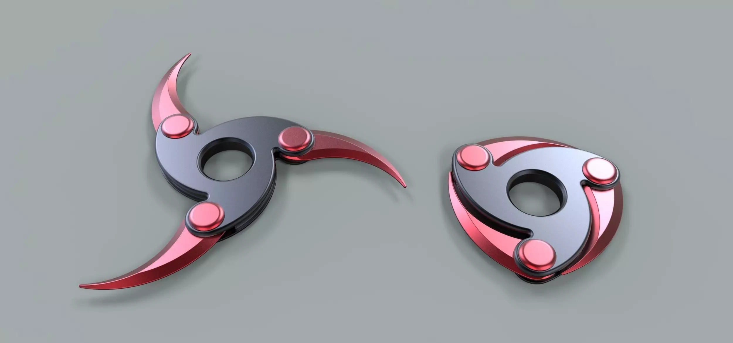 Shuriken 3 pair of metal blades 3D model_0