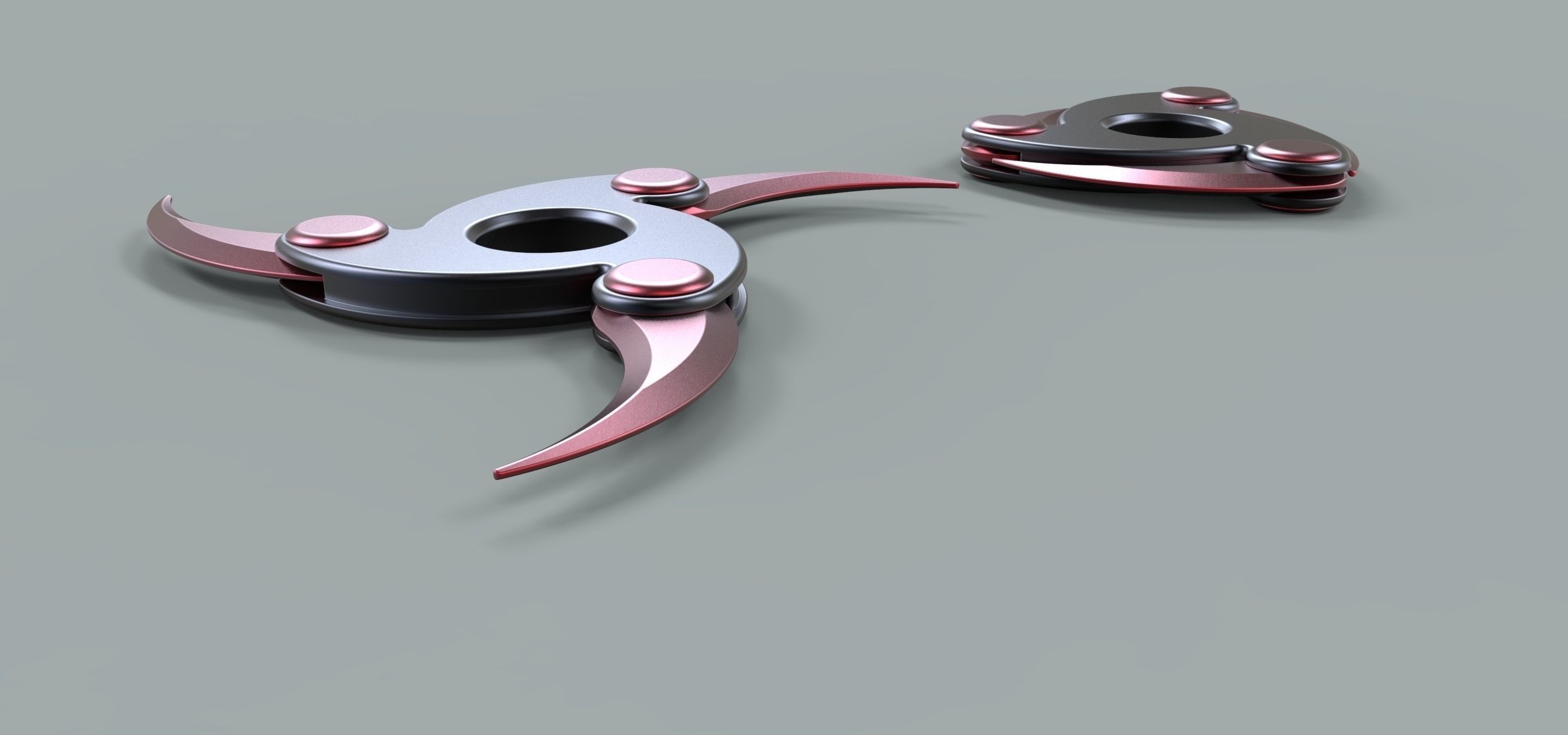 Shuriken 3 pair of metal blades 3D model_2