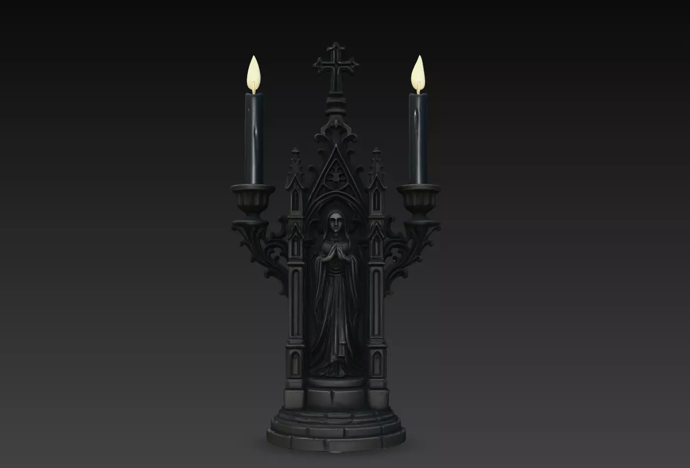 Gothic Nun Candle Shrine STL 3D print model